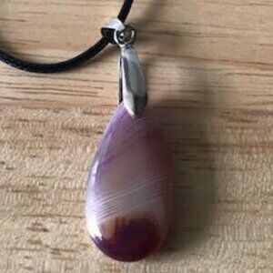 Artisan Purple and Cream Agate Gemstone Necklace